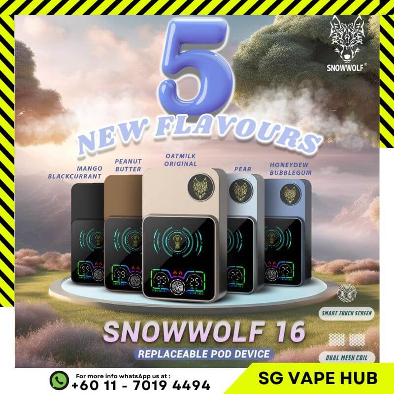 SNOWWOLF-16K-5-NEW-Flavors-_MANGO-BLACKCURRANT_-_PEANUT-BUTTER_-_OAT-MILK-ORIGINAL_-_PEAR_-_HONEYDEW-BUBBLEGUM_-SG-Vape-Hub